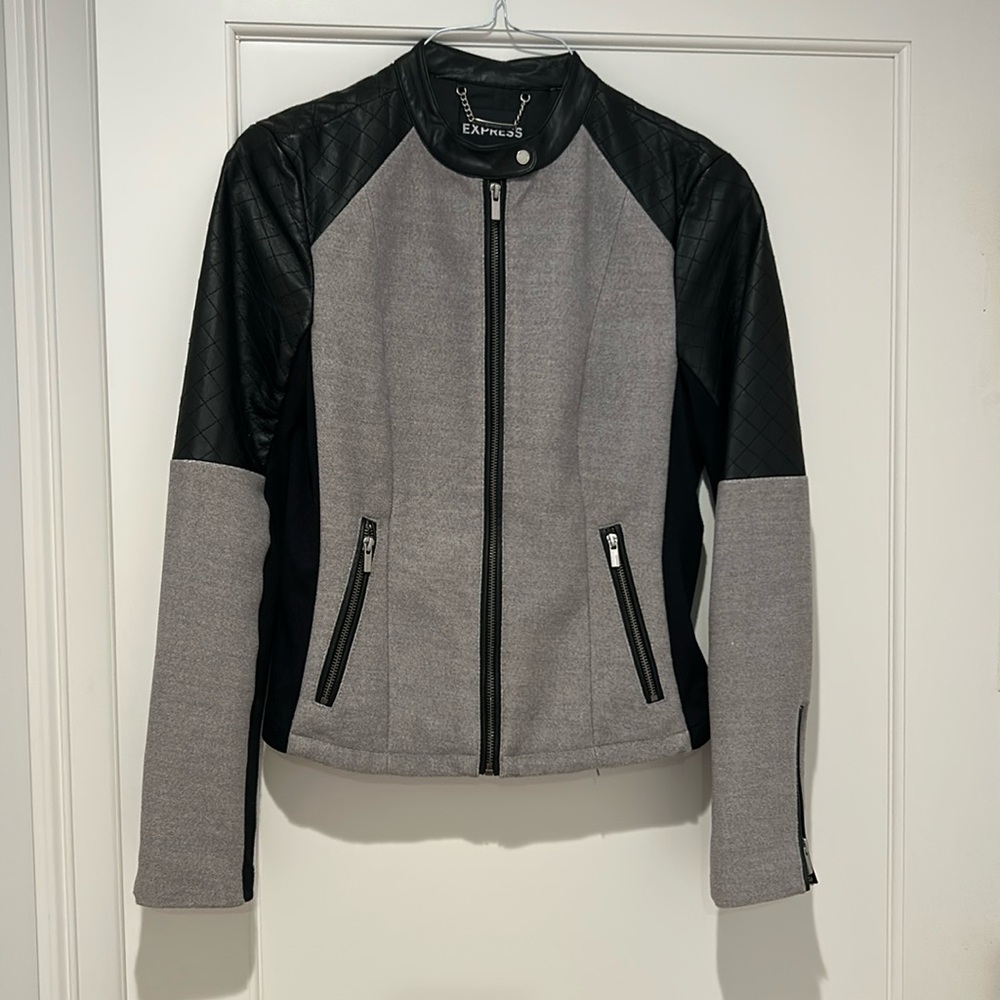 Black and Grey Moto Jacket | Express | Medium